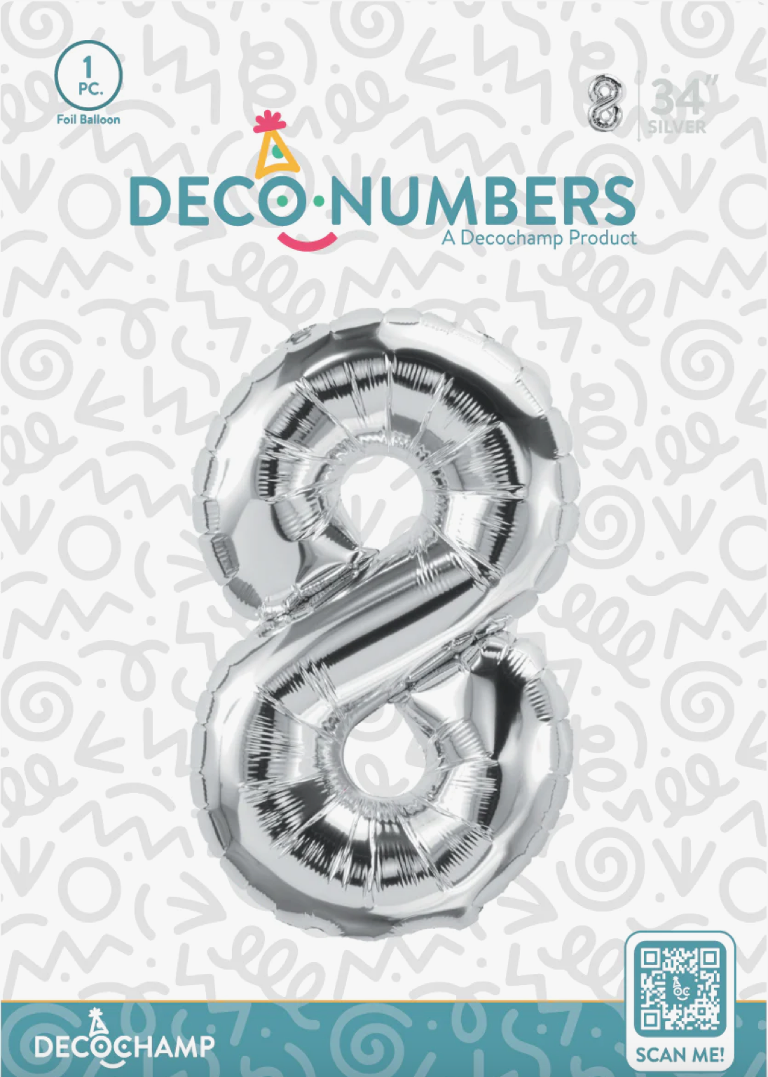 Deco Number 8 Silver 34in by Decochamp