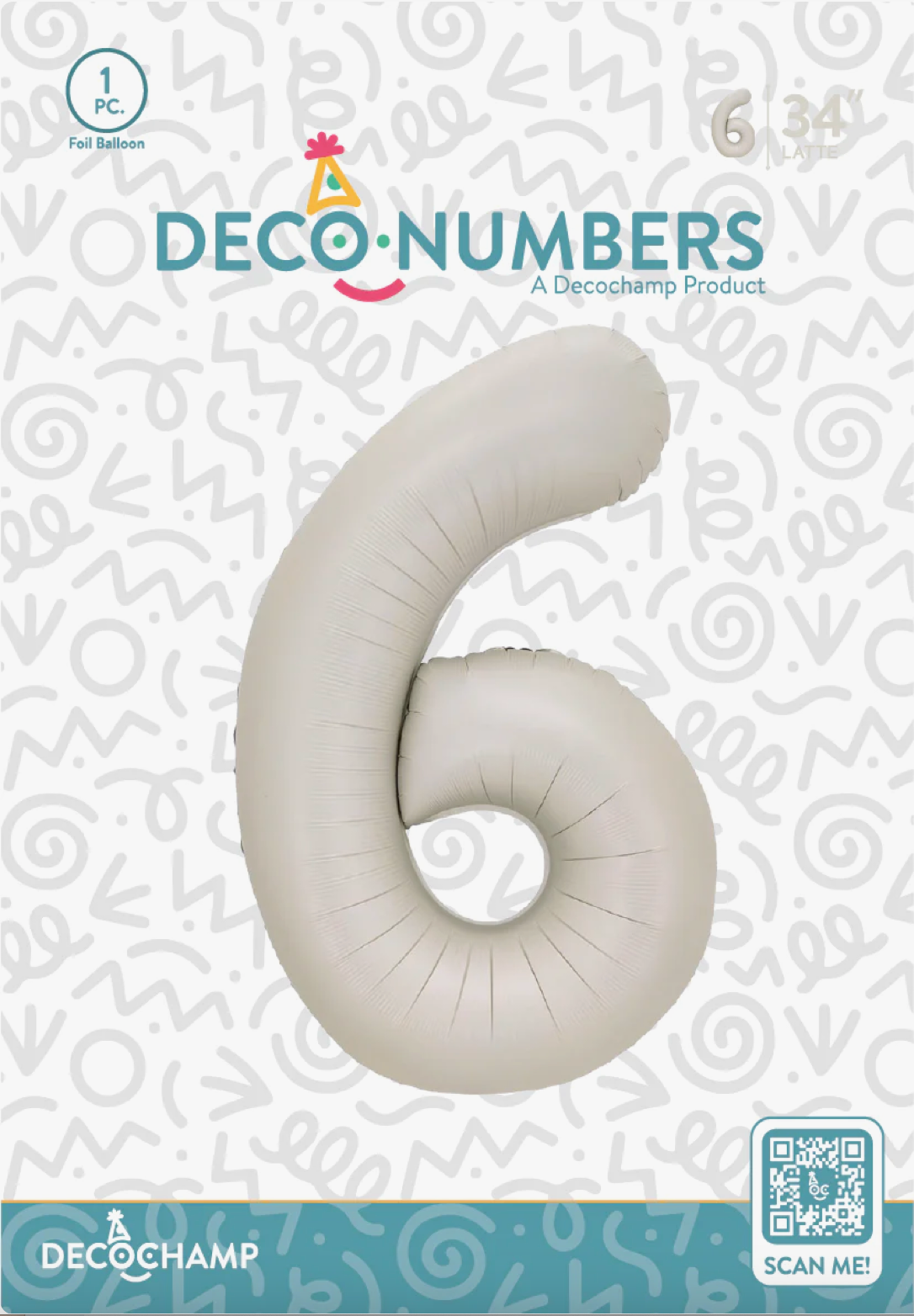 Deco Number 6 Metallic Latte 34in by Decochamp