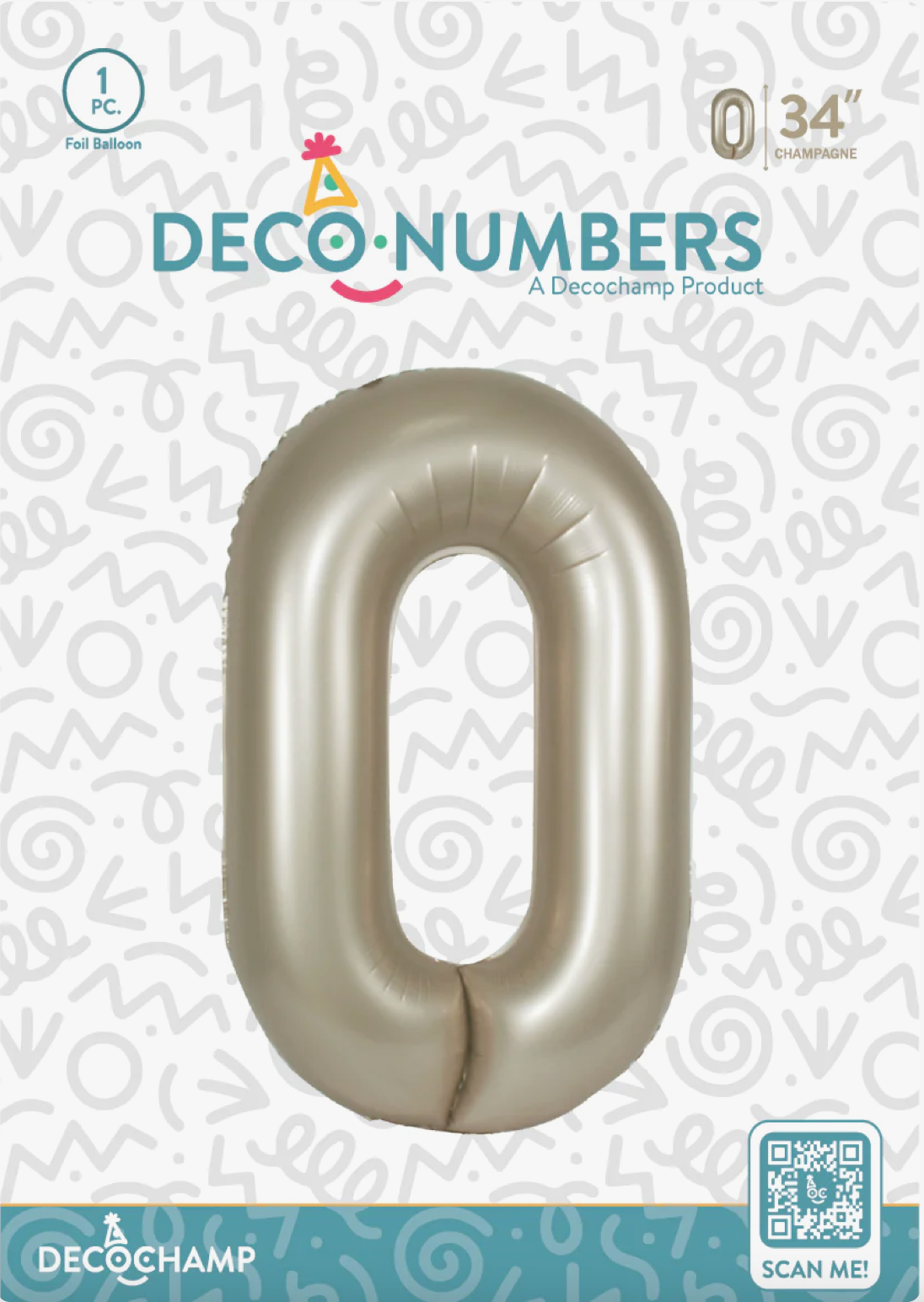 DECO NUMBER “0” CHAMPAGNE 34IN BY DECOCHAMP