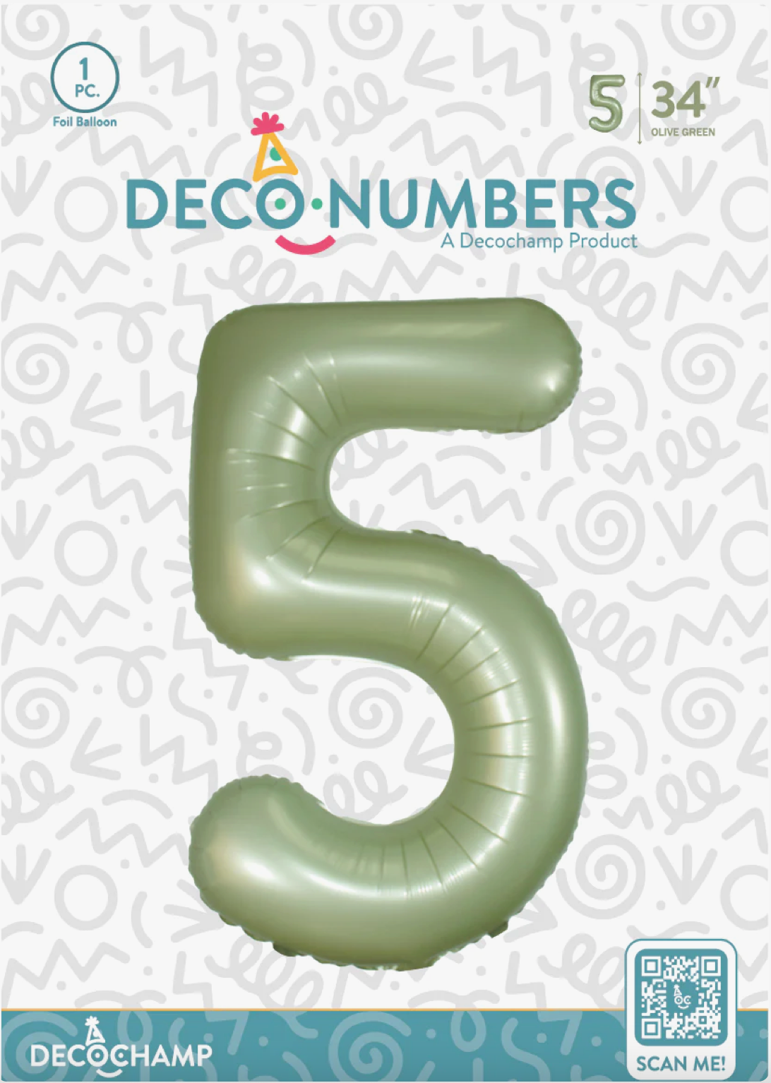 DECO NUMBER “5” OLIVE GREEN 34IN BY DECOCHAMP