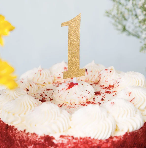 Glittered Stick Numbers Gold (x4u)