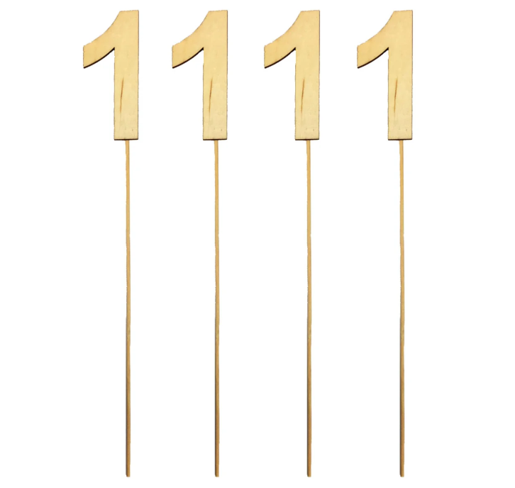 Wood Number with Stick 4” (x4u)