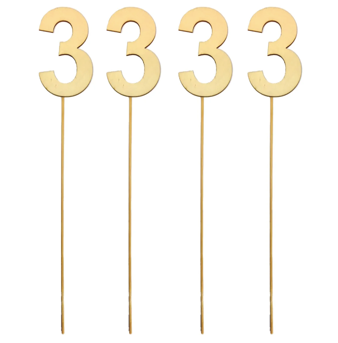 Wood Number with Stick 4” (x4u)
