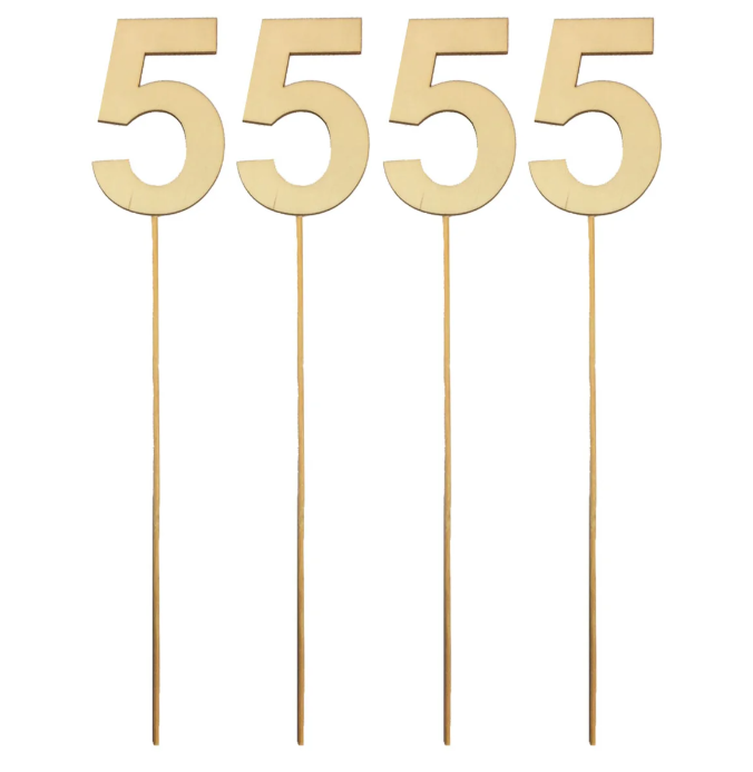 Wood Number with Stick 4” (x4u)