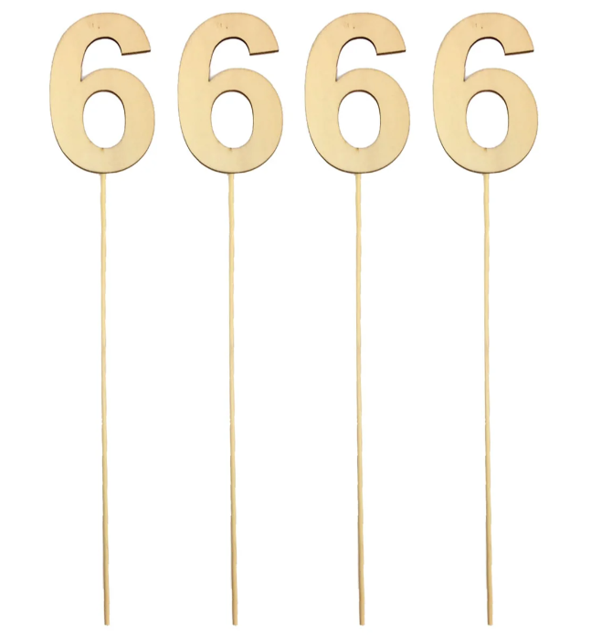 Wood Number with Stick 4” (x4u)