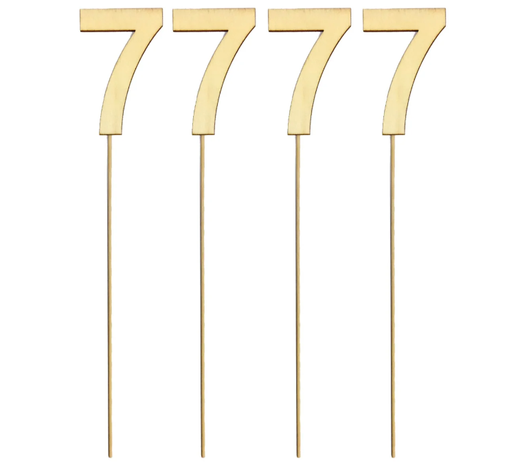 Wood Number with Stick 4” (x4u)
