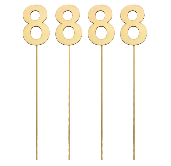 Wood Number with Stick 4” (x4u)