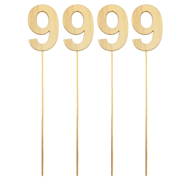 Wood Number with Stick 4” (x4u)
