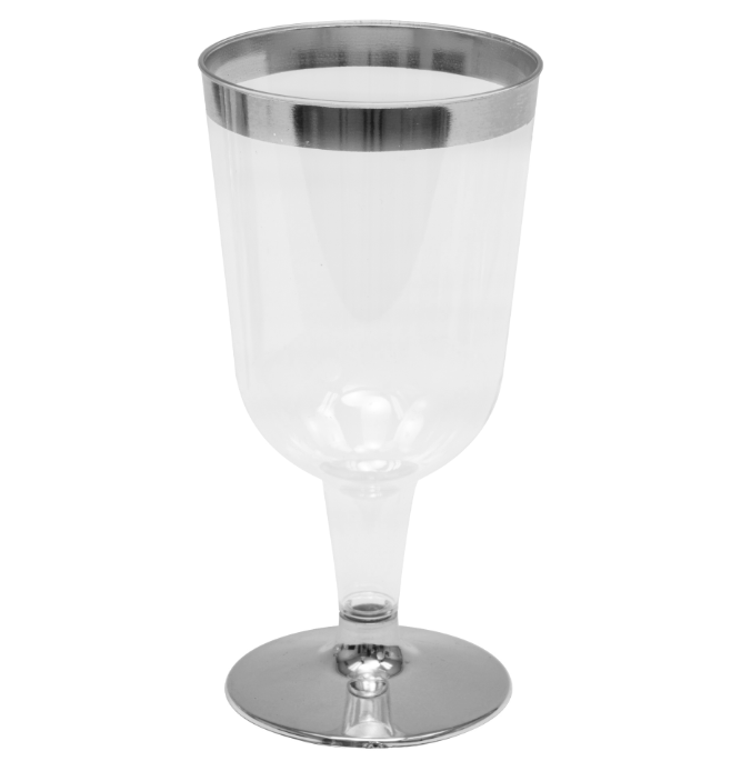 Copas Vino Plásticas con borde metálico (x12u)