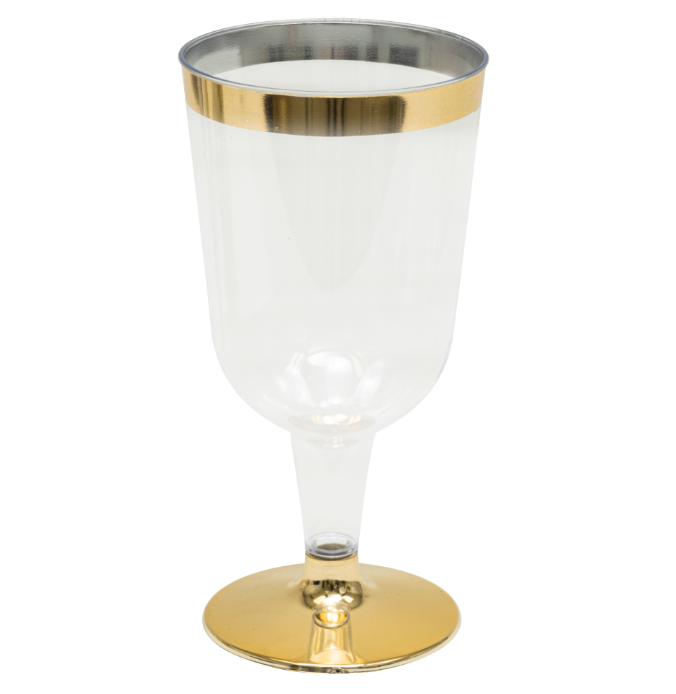 Copas Vino Plásticas con borde metálico (x12u)
