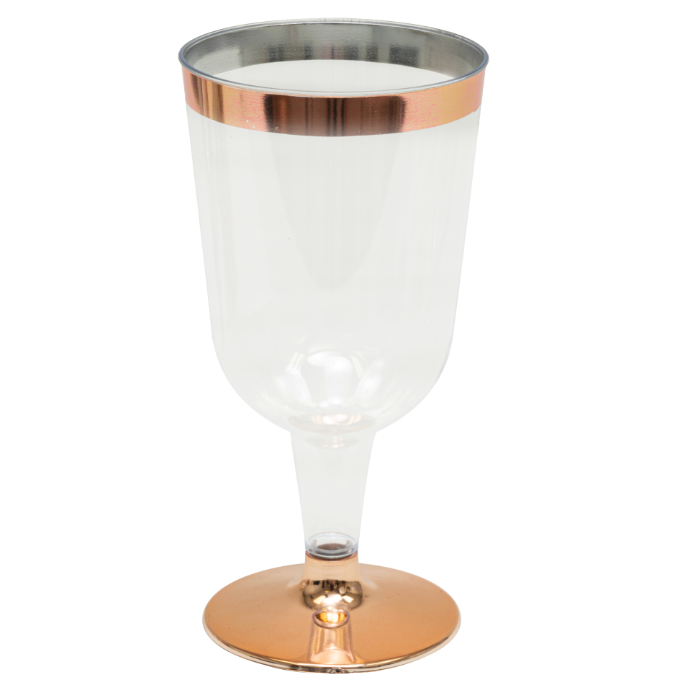 Copas Vino Plásticas con borde metálico (x12u)