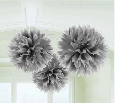 POM POM PLATA ESPONJOSO (3UNIDADES)COLGANTE