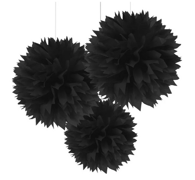 POM POM NEGRO ESPONJOSO (3 UNIDADES) COLGANTE