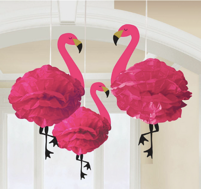 Decoracion Flamencos Rosados Esponjosos Colgantes