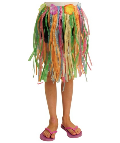 CHILD HULA SKIRT W/FLOWERS/MULTI