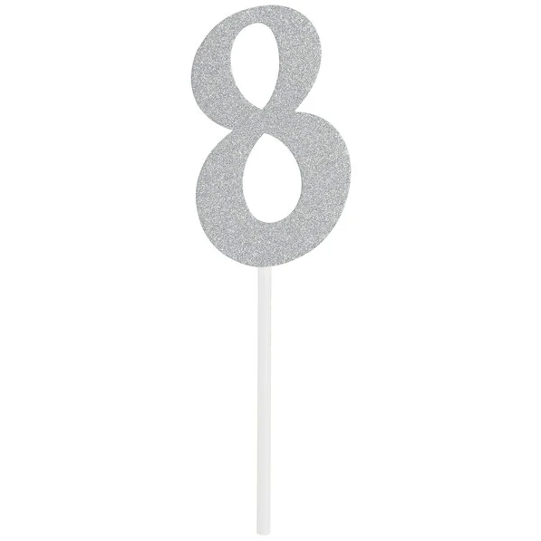 Glittered Stick Numbers Silver (x4u)