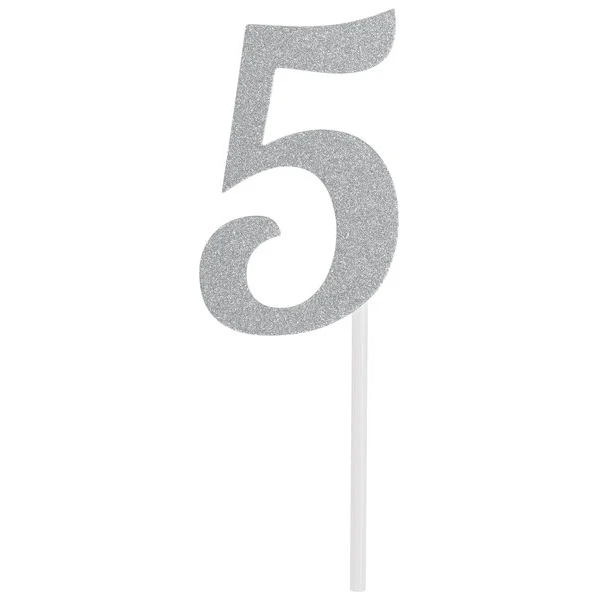 Glittered Stick Numbers Silver (x4u)