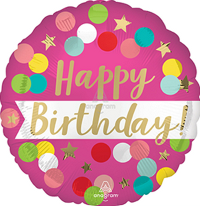 18" BIRTHDAY PINK CONFETTI