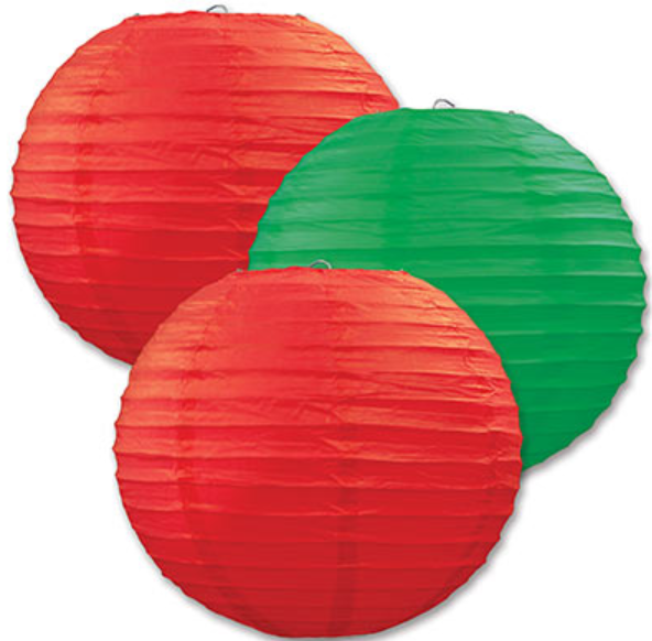 Green and Red Paper Lanterns