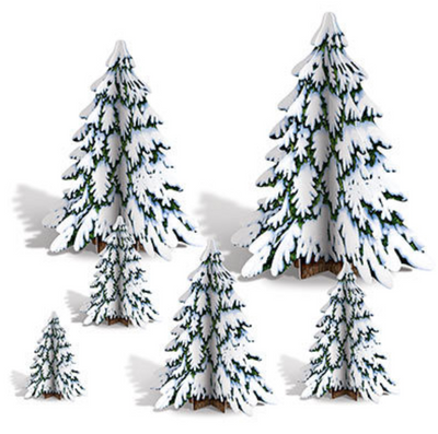 Xmas 3-D Winter Pine Tree Centerpieces