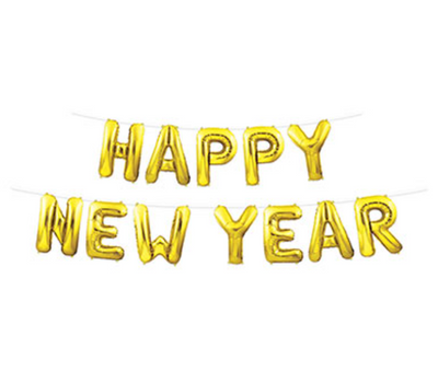 New Year Banner Balloon Streamer - Gold