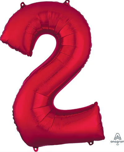 Number #2 Supershape Balloon 34" Metallic Red
