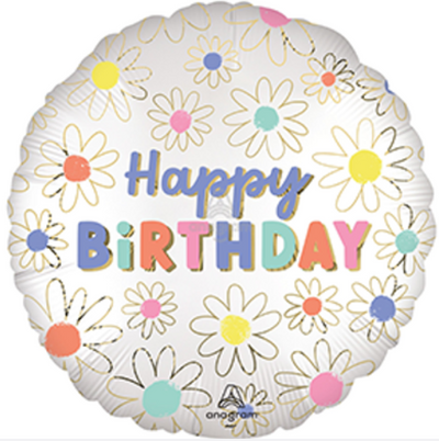 18" SATIN DAISIES HAPPY BIRTHDAY