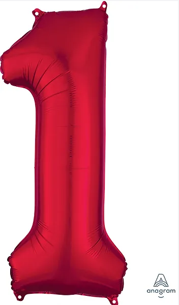 Number #1 Supershape Balloon 34" Metallic Red