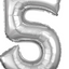 Balloon Air-Filled Number "5"- Silver