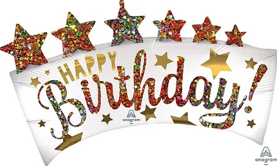 LRG SHP HBD GLITTER BANNER