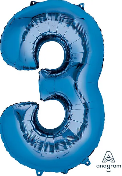 Number #3 Supershape Balloon 34" Royal Blue