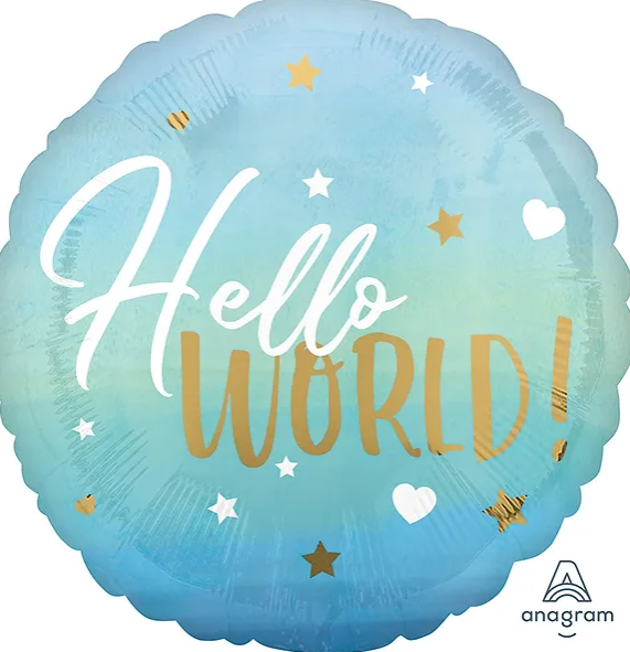 Hello World! Gender Reveal Foil Balloon 18”