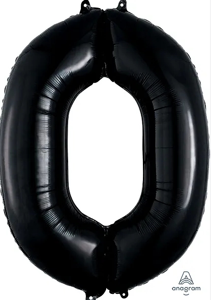 Number #0 Supershape Balloon 34" Black