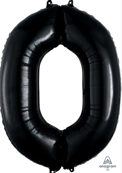 Number #0 Supershape Balloon 34" Black