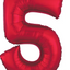 Number #5 Supershape Balloon 34" Metallic Red