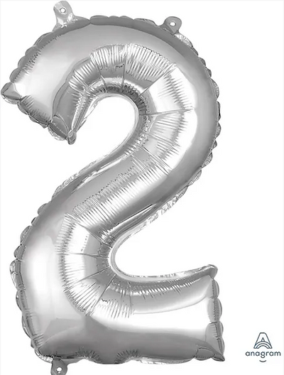 Balloon Air-Filled Number "2"- Silver