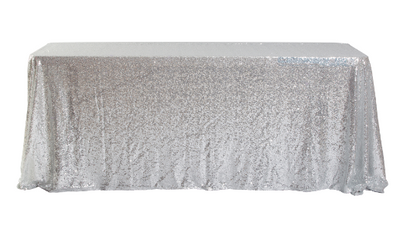 Mantel Sequin Rectangular 90" x 132" - Silver