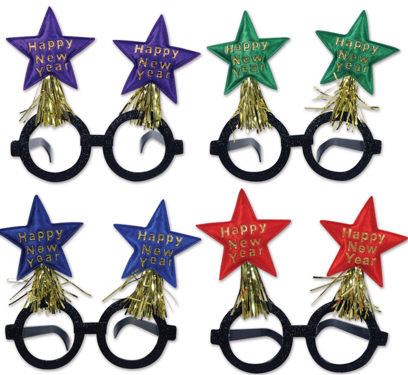 Glittered New Year Star Bopper Glasses