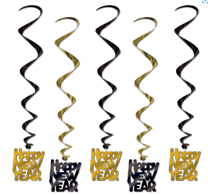 Happy New Year Whirls - Gold