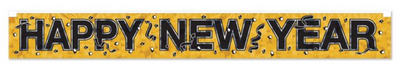 Metallic Happy New Year Fringe Banner - Gold