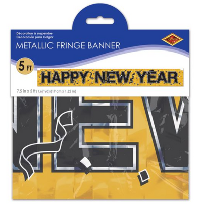 Metallic Happy New Year Fringe Banner - Gold