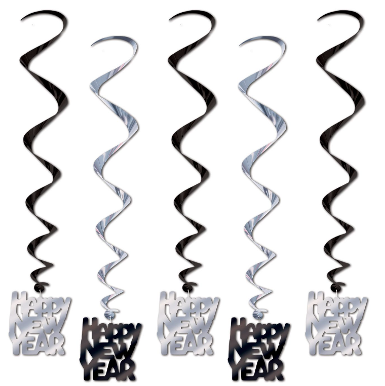 Happy New Year Whirls - Silver