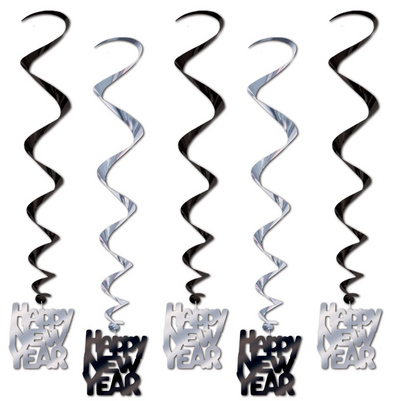 Happy New Year Whirls - Silver