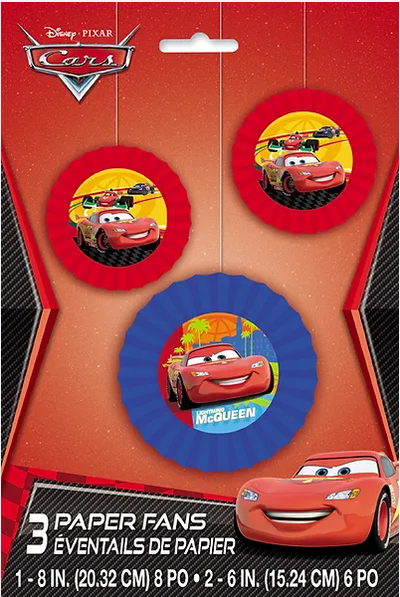 DISNEY CARS PAPER DECO FANS