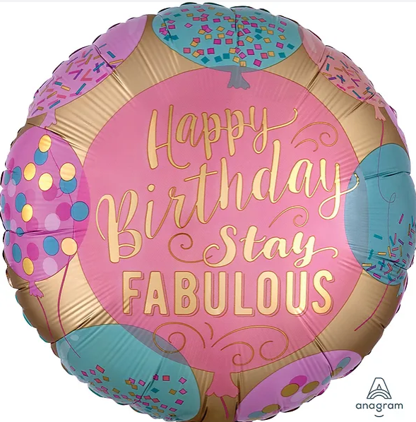 Happy Birthday Stay Fabulous Foil Balloon 18"
