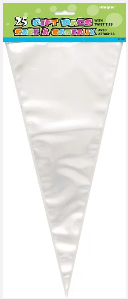 CLEAR LARGE CONE CELLO BAGS 25CT