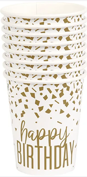 Vasos Gold Confetti 9oz (x8u)
