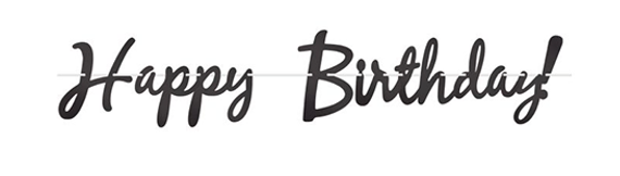 HAPPY BIRTHDAY BLACK BANNER