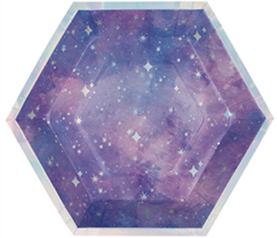 PURPLE GALAXY SHAPED PLATES 9"