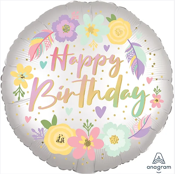 Boho Happy Birthday Foil Balloon 18”